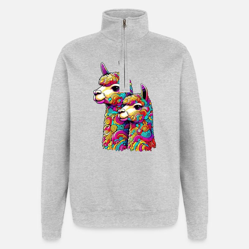 Alpaga - Sweat à zip 1/4 - gris chiné