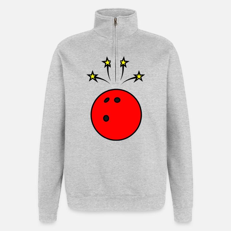 Bowling mit Wunderkerzen - Quarter-Zip-Sweatshirt - Grau meliert