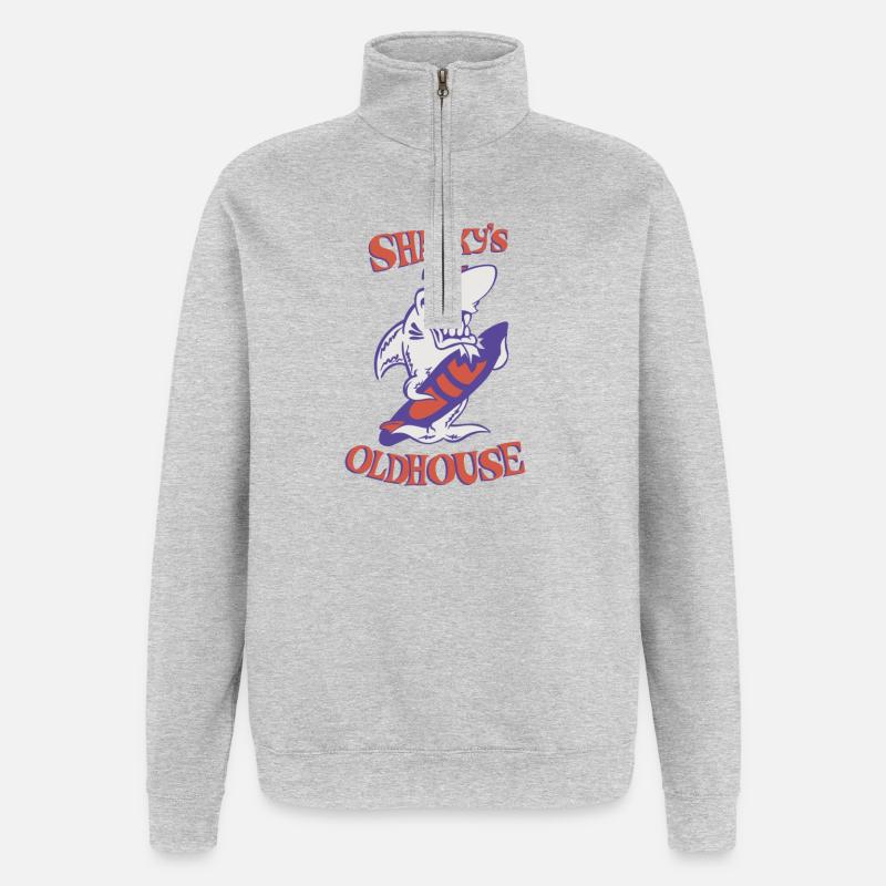 SHARKYS OLDHOUSE Logo Classic - Quarter-Zip-Sweatshirt - Grau meliert