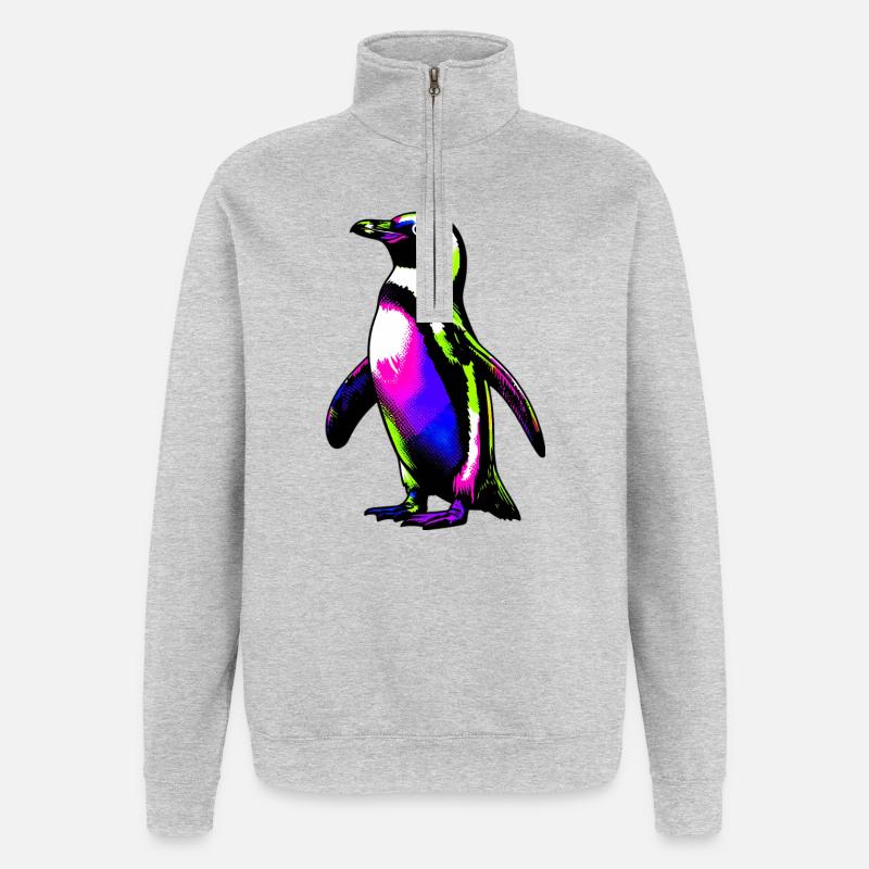 Pingouin - Sweat à zip 1/4 - gris chiné