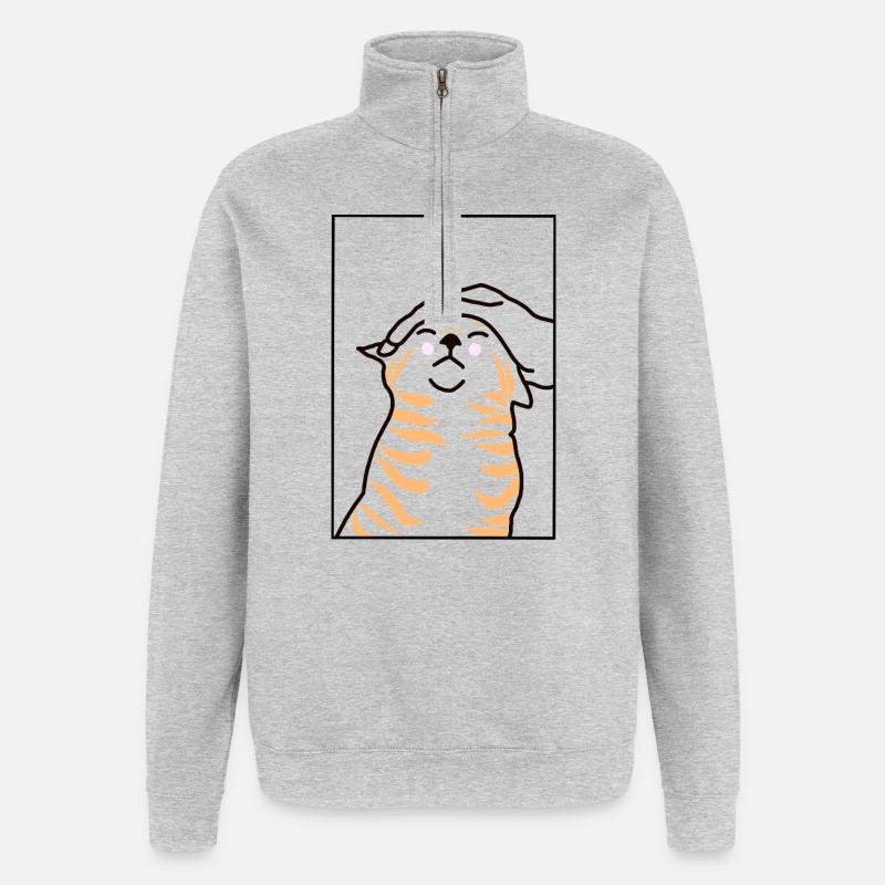 Rote Katze - Quarter-Zip-Sweatshirt - Grau meliert