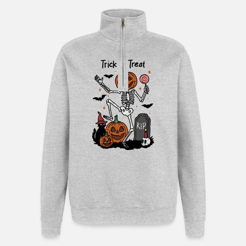 Süßes oder Saures Tanzen - Quarter-Zip-Sweatshirt - Grau meliert