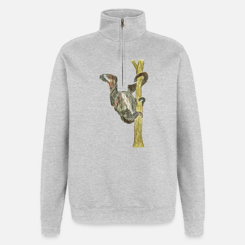 Monkey artwork on tree - Quarter-Zip Sweatshirt - heather grey