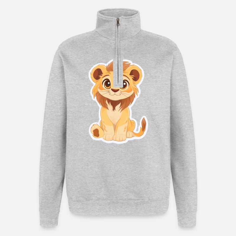 Löwe - Quarter-Zip-Sweatshirt - Grau meliert