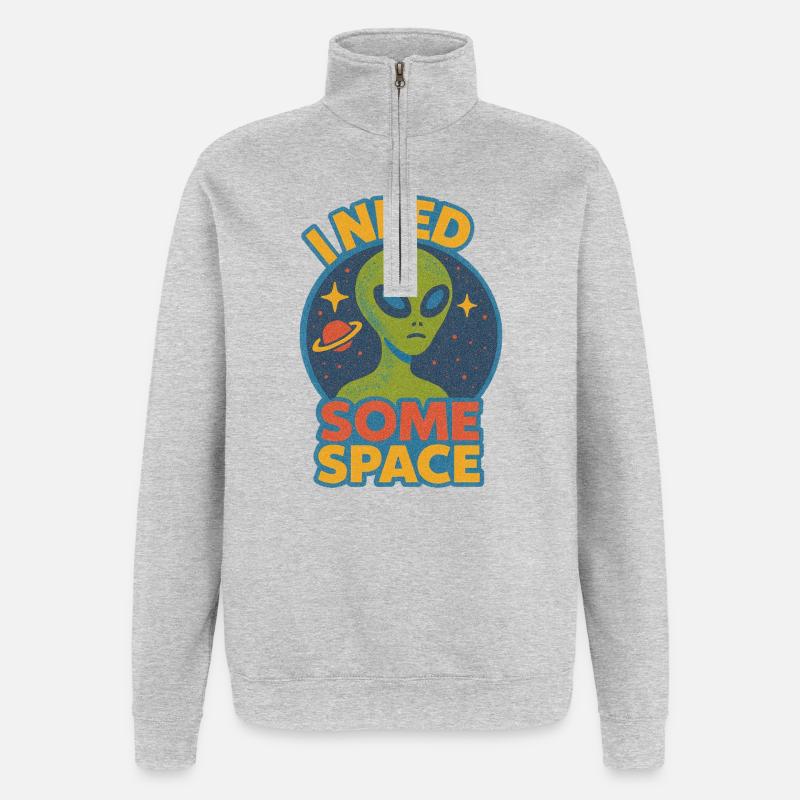 I Need Some Space Alien Tee - Quarter-Zip Sweatshirt - heather grey