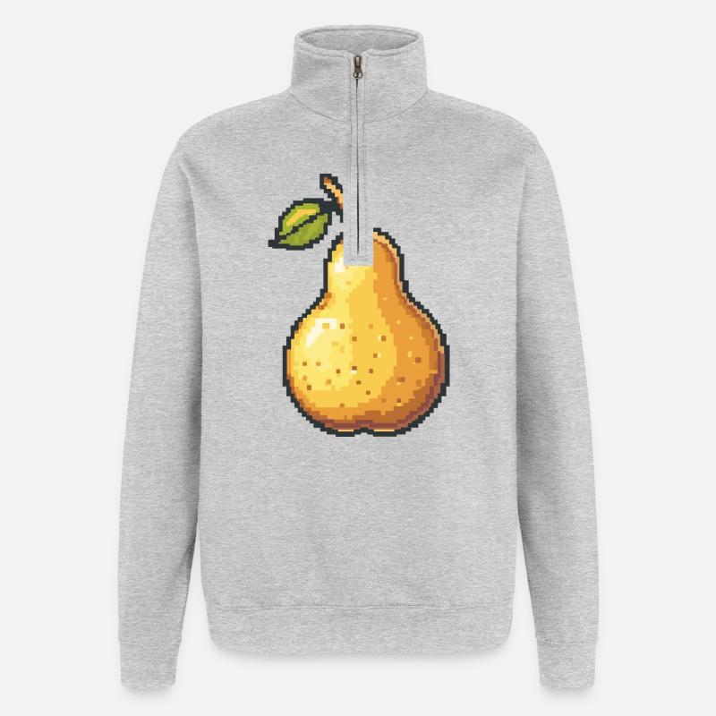 Pixel Birne Retro Pixelkunst - Quarter-Zip-Sweatshirt - Grau meliert
