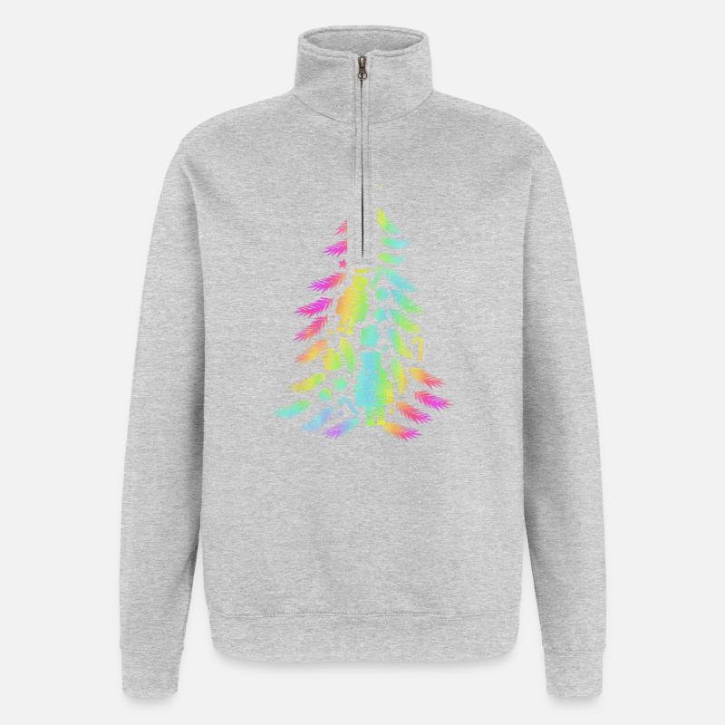 Weihnachtsbaum Nussknacker - Quarter-Zip-Sweatshirt - Grau meliert