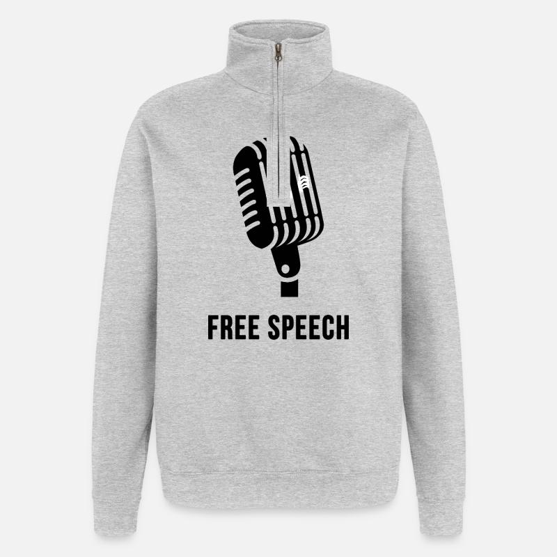 Liberté d'expression - Sweat à zip 1/4 - gris chiné