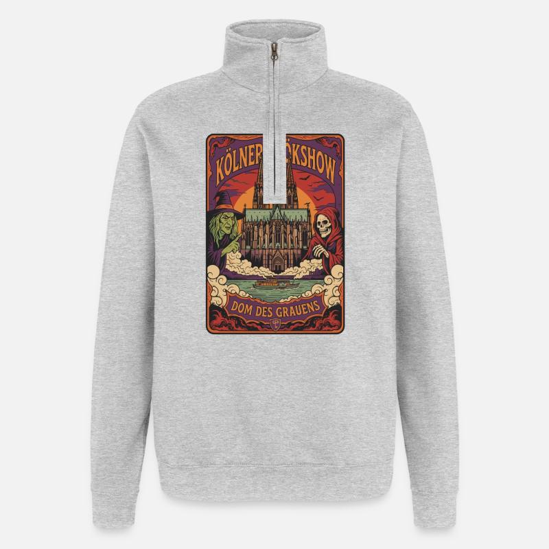 Kölner Spökshow Dom Grauen - Quarter-Zip-Sweatshirt - Grau meliert