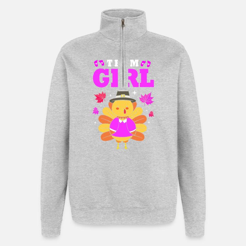 Thanksgiving Gender Reveal Werdende Mutter - Quarter-Zip-Sweatshirt - Grau meliert