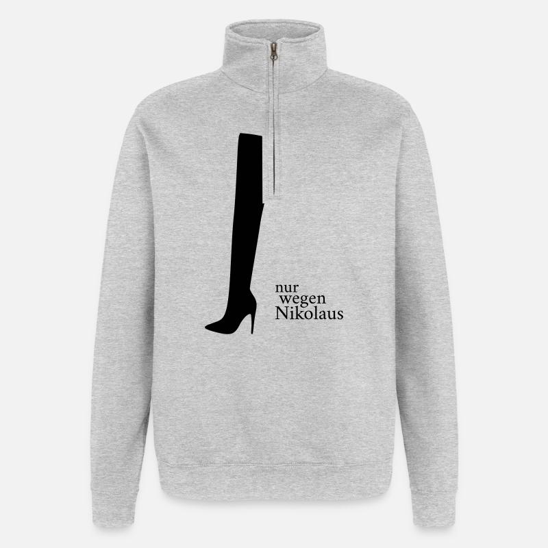 Wegen Nikolaus - Quarter-Zip-Sweatshirt - Grau meliert