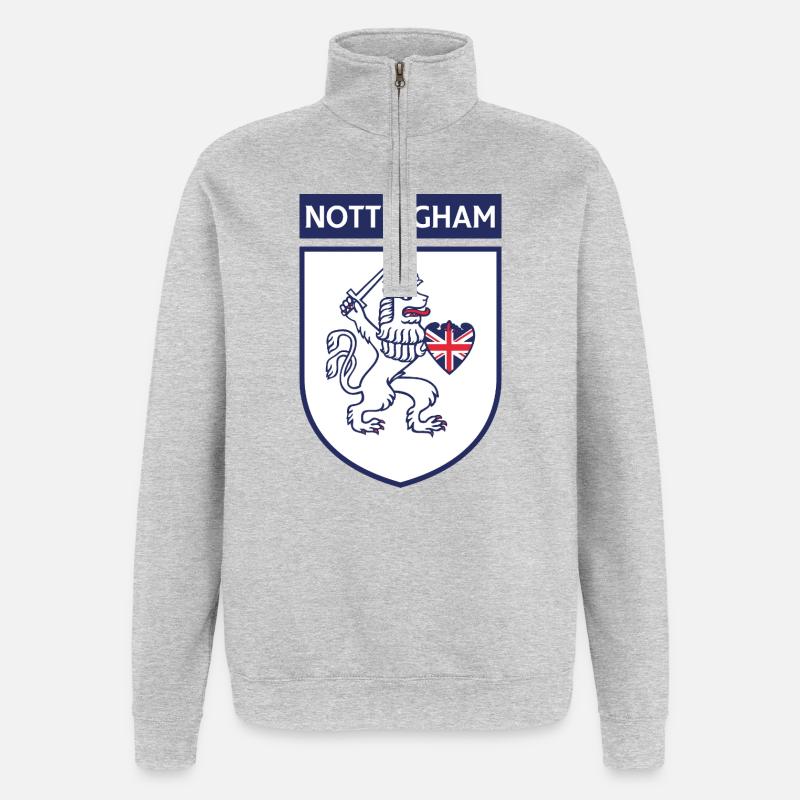 Lion bouclier de Nottingham avec épée - Sweat à zip 1/4 - gris chiné