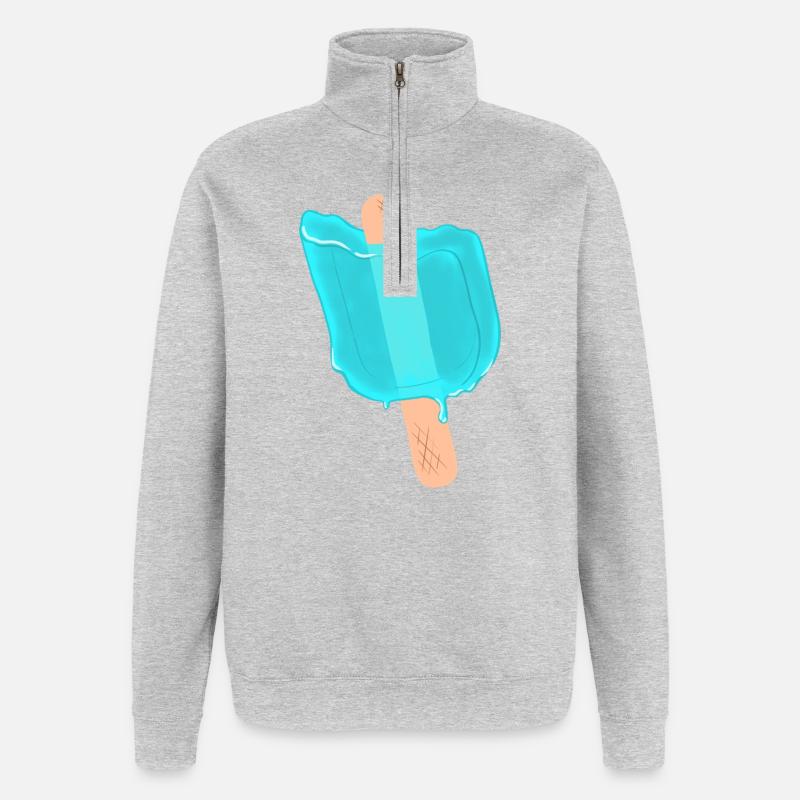 Blaues Eis am Stiel - Quarter-Zip-Sweatshirt - Grau meliert