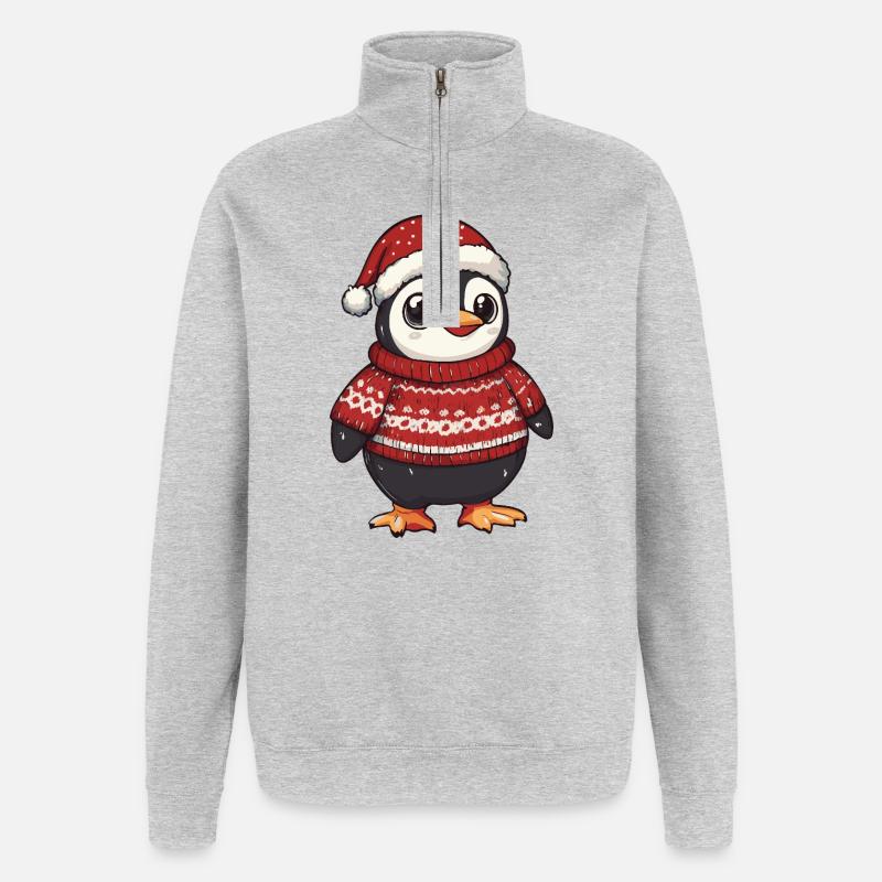 Noël de Noël de Penguin - Sweat à zip 1/4 - gris chiné