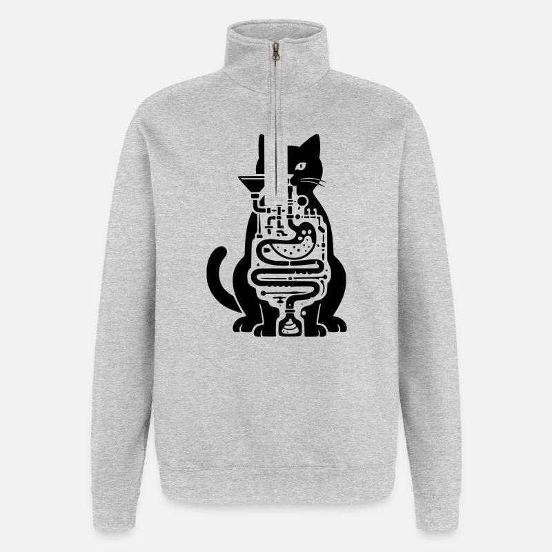 Digestion du chat - Sweat à zip 1/4 - gris chiné