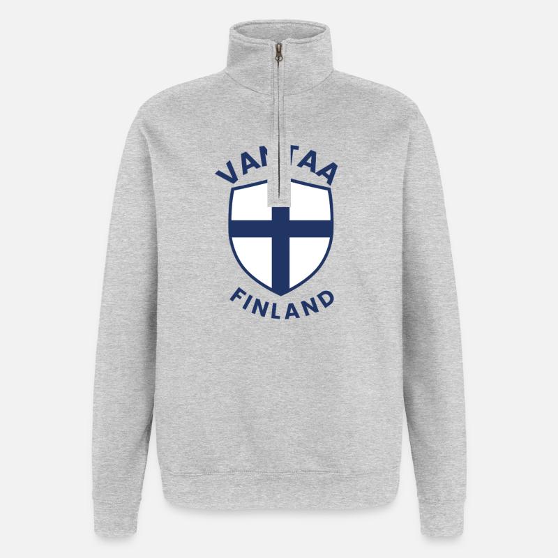 Bouclier de Vantaa de Finlande - Sweat à zip 1/4 - gris chiné