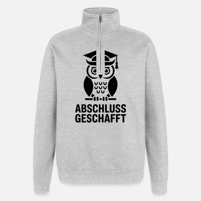 Abschluss Eule in Schwarz und weiß - Quarter-Zip-Sweatshirt - Grau meliert