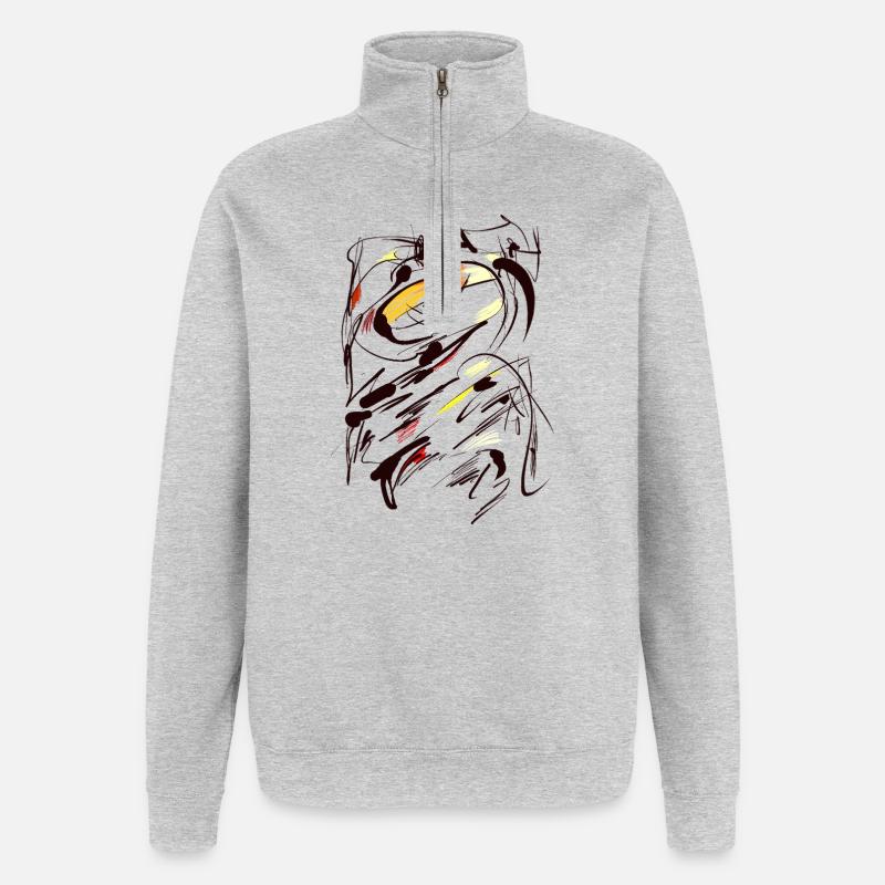 Abstrait - Sweat à zip 1/4 - gris chiné