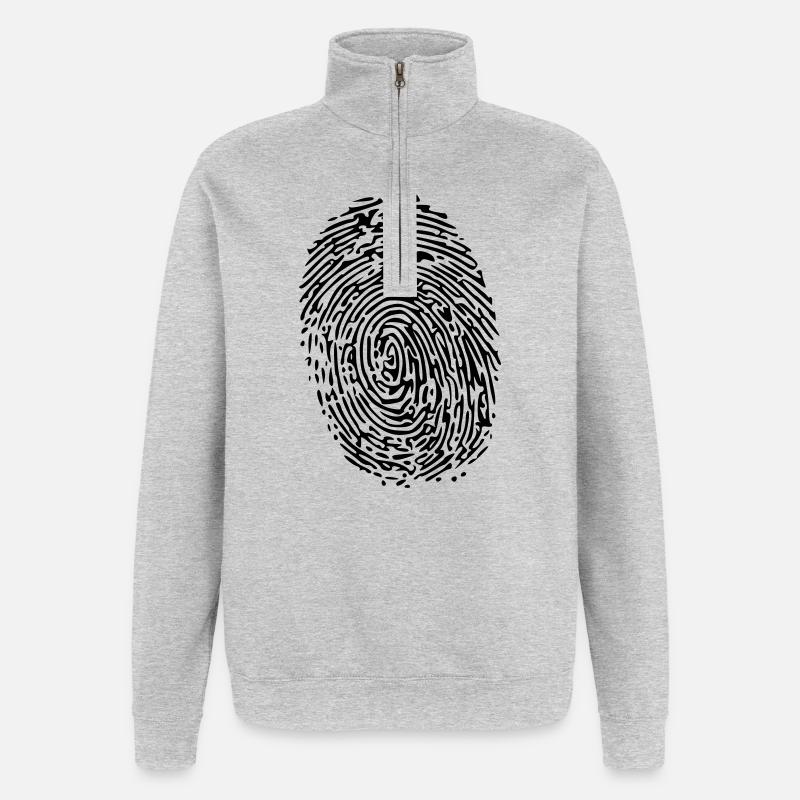 empreinte digitale - Sweat à zip 1/4 - gris chiné