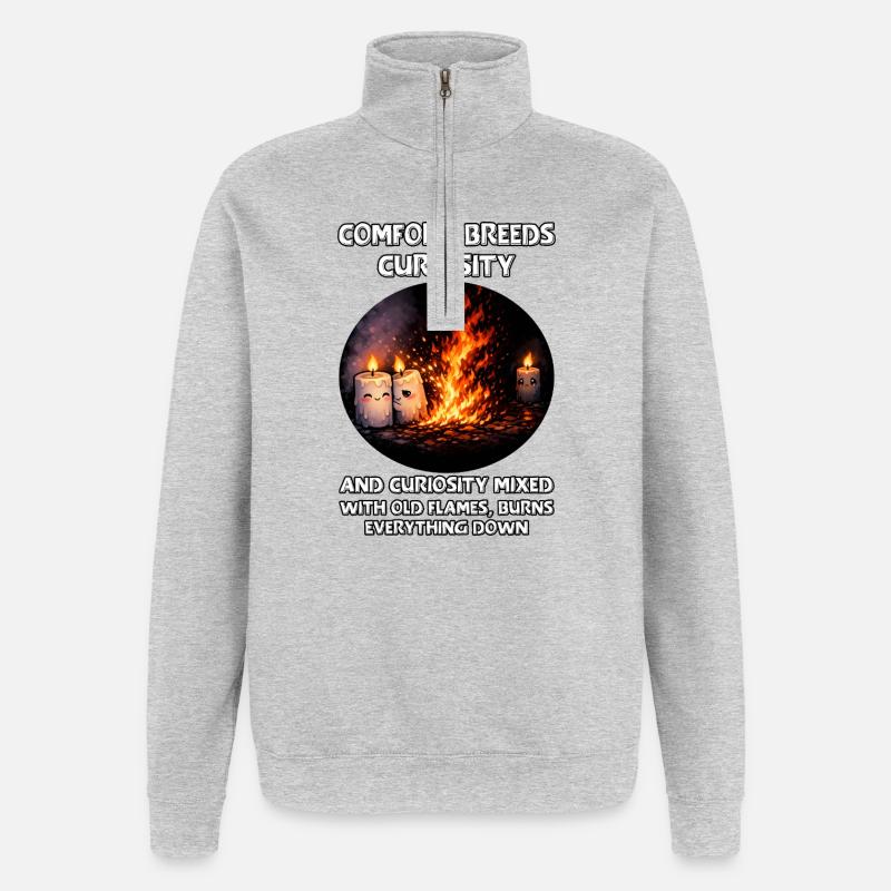 Curiosity burns everything down - Quarter-Zip Sweatshirt - heather grey