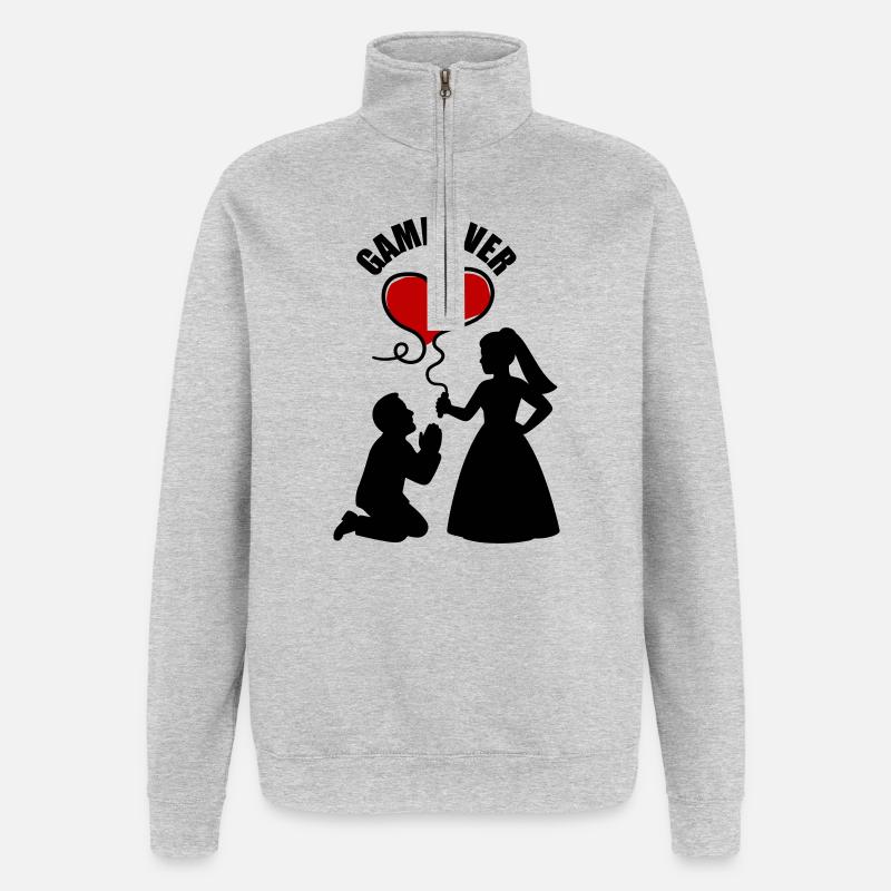 Brautpaar Ehepaar Hochzeit - Quarter-Zip-Sweatshirt - Grau meliert