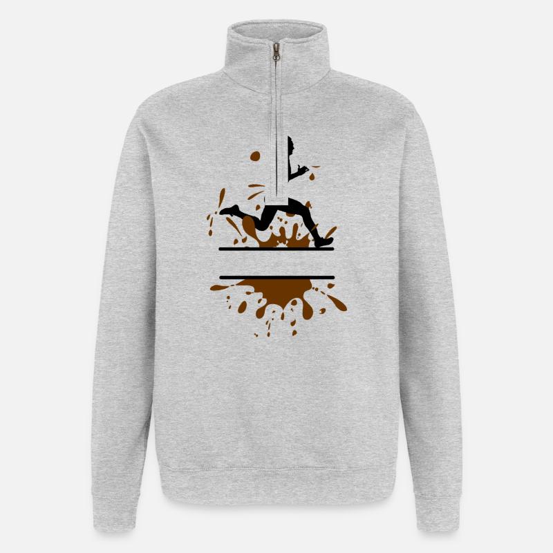 Mud Run Man – Customizable Runner - Quarter-Zip Sweatshirt - heather grey