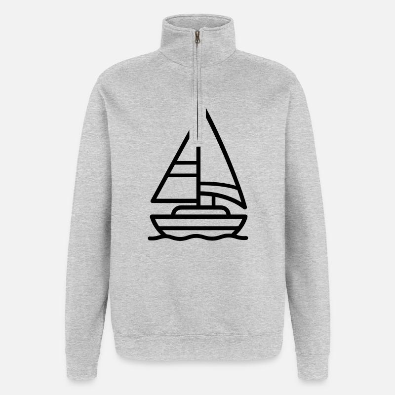voilier - Sweat à zip 1/4 - gris chiné