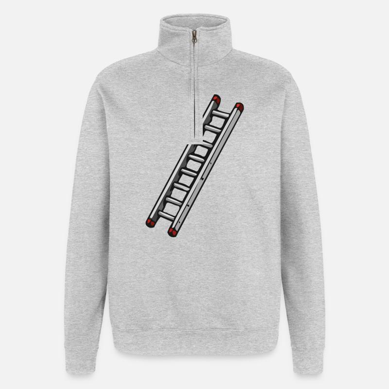 Illustration de l’échelle diagonale - Sweat à zip 1/4 - gris chiné