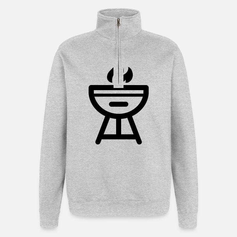 barbecue - Sweat à zip 1/4 - gris chiné