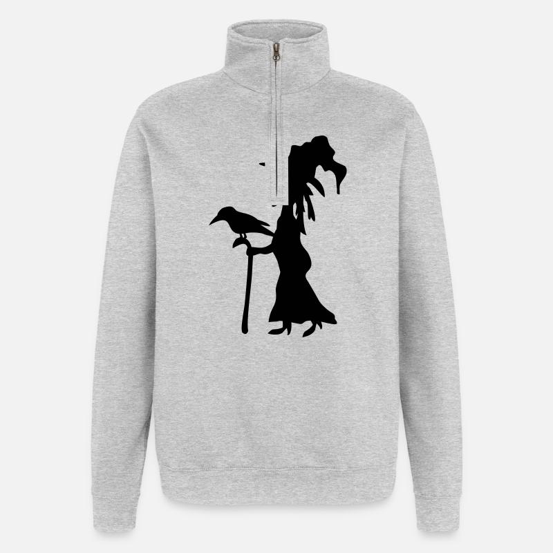 Abstrakte Hexen Silhouette - Quarter-Zip-Sweatshirt - Grau meliert