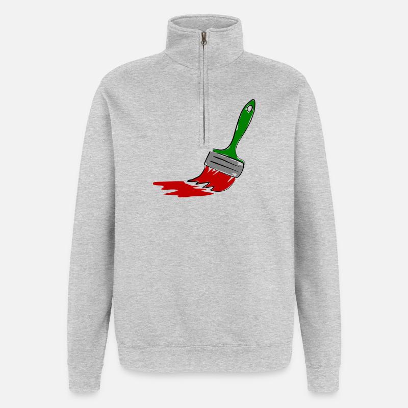 Maler Pinsel - Quarter-Zip-Sweatshirt - Grau meliert