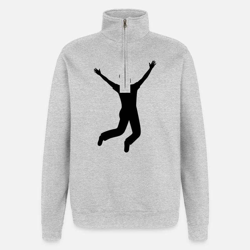 Freudensprung machen - Quarter-Zip-Sweatshirt - Grau meliert