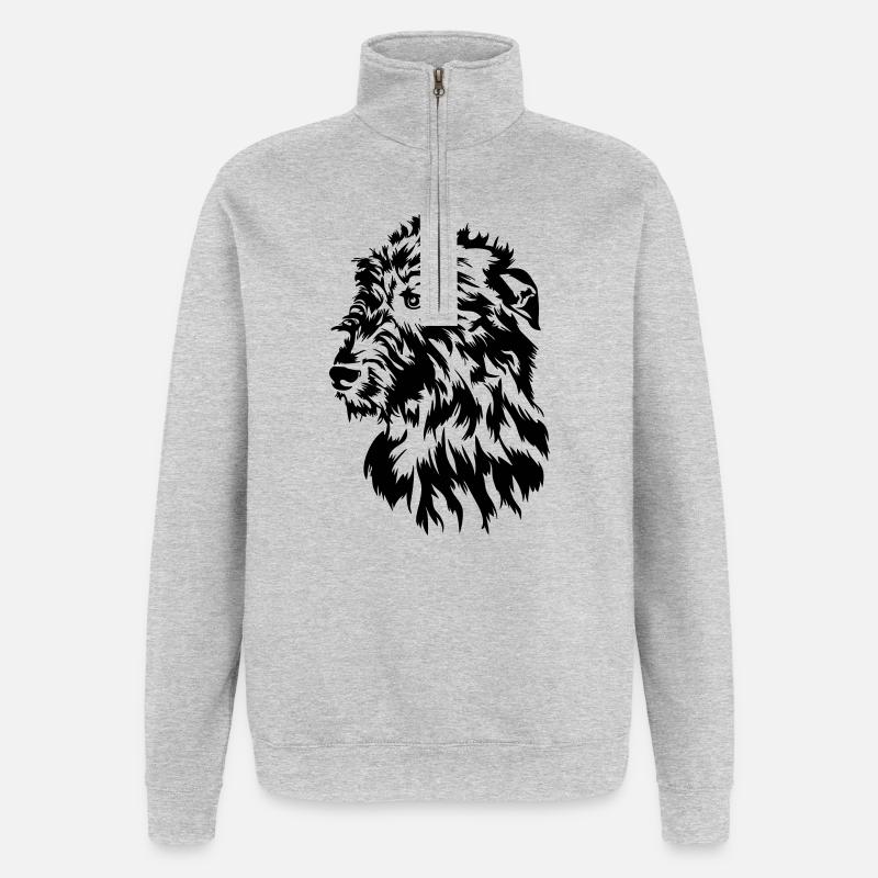 Irish Wolfhound Kopf - Quarter-Zip-Sweatshirt - Grau meliert