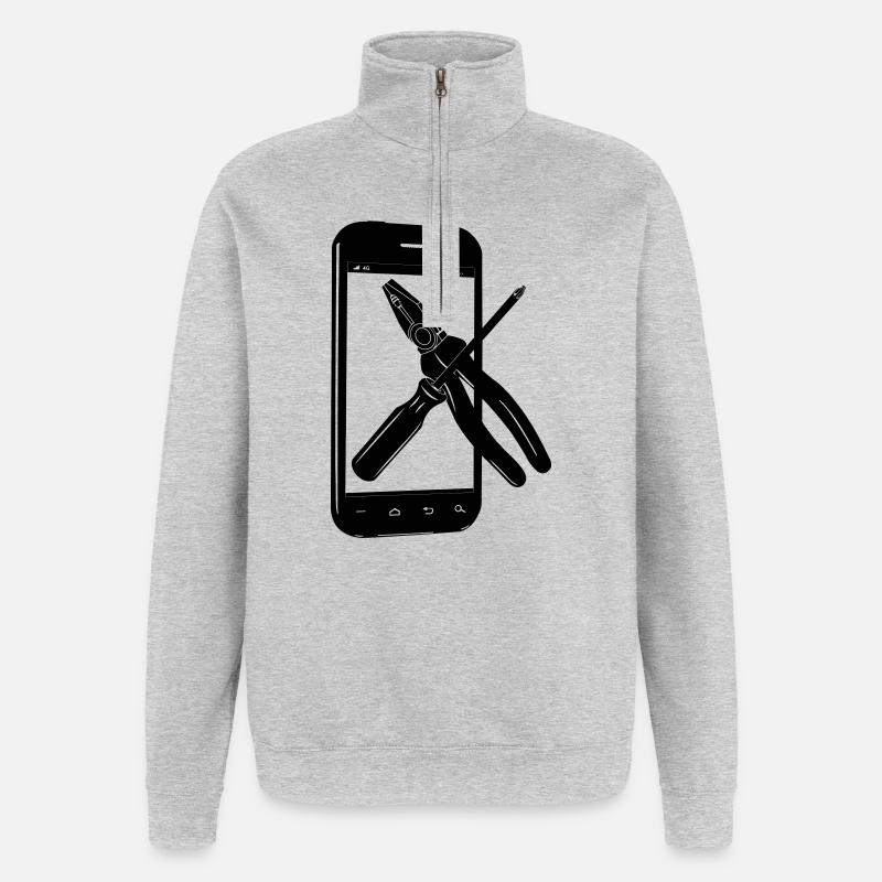 Smartphone with tools - Quarter-Zip Sweatshirt - heather grey