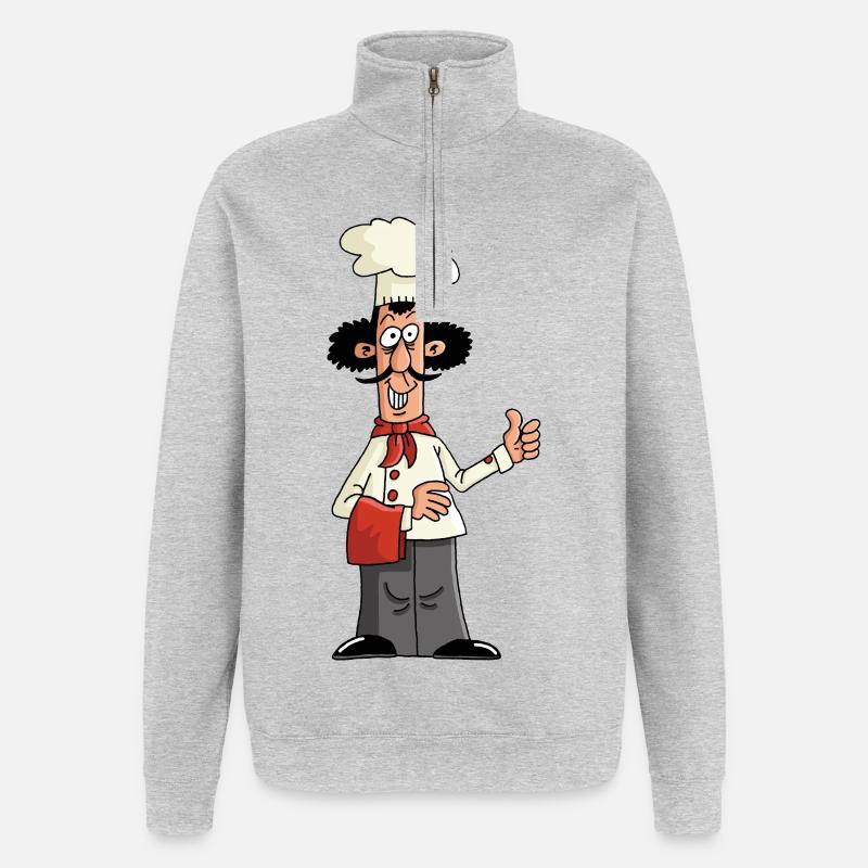 Chef cuisinier - Sweat à zip 1/4 - gris chiné