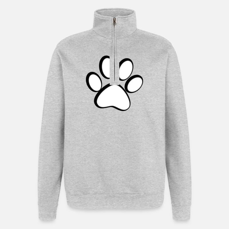 Patte de chat - Sweat à zip 1/4 - gris chiné