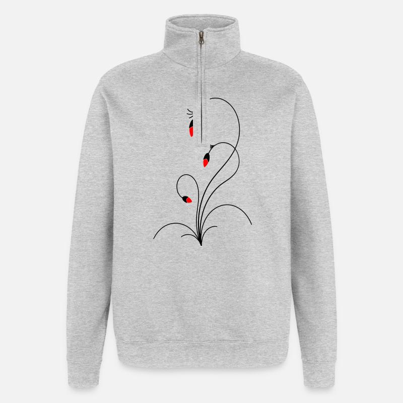 vrille florale délicate - Sweat à zip 1/4 - gris chiné