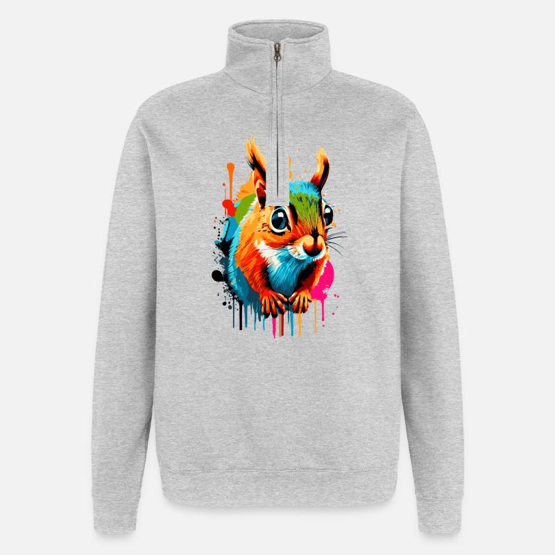Eichhörnchen Sciurus - Squirrel Farbenfroh - Quarter-Zip-Sweatshirt - Grau meliert