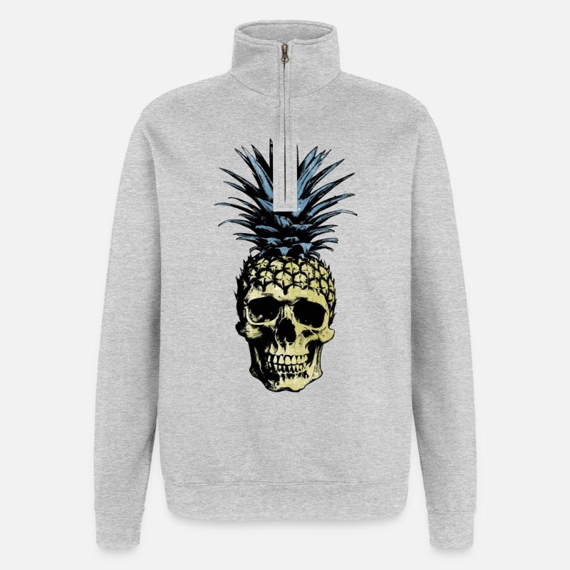 FOND CLAIR DE CRÂNE D’ANANAS - Sweat à zip 1/4 - gris chiné