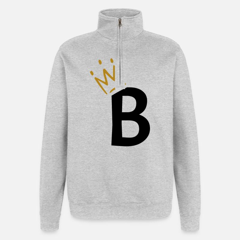 Buchstabe B - Anfangsbuchstabe B - Quarter-Zip-Sweatshirt - Grau meliert