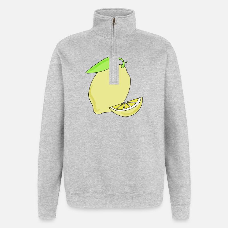 Zitrone, gelb - Quarter-Zip-Sweatshirt - Grau meliert