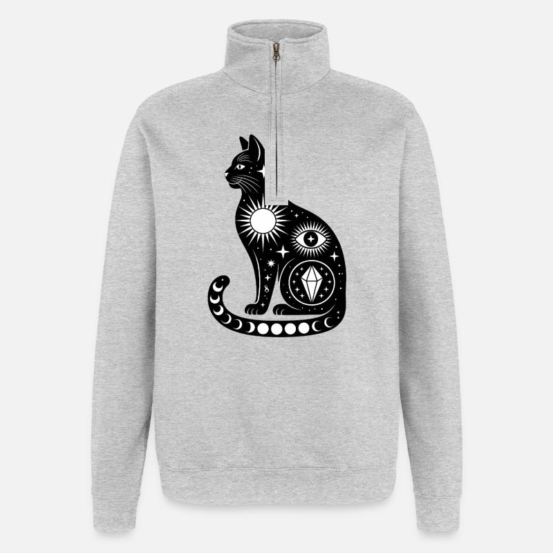 Cosmic Cat - Logo d'Astonomy cool - Sweat à zip 1/4 - gris chiné