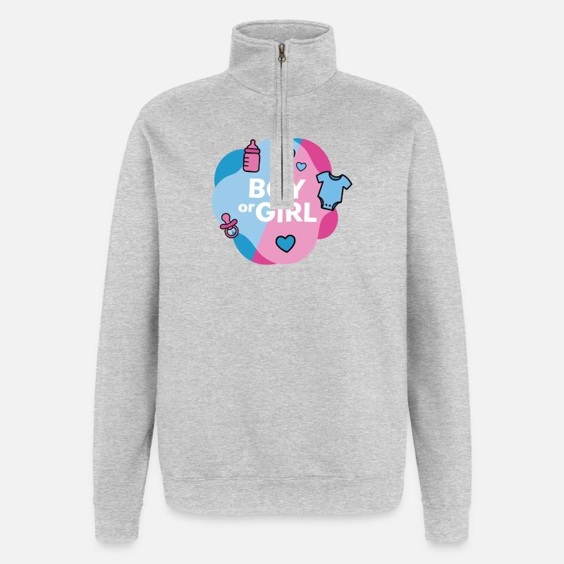 Geschlecht enthüllen Junge oder Mädchen - Quarter-Zip-Sweatshirt - Grau meliert
