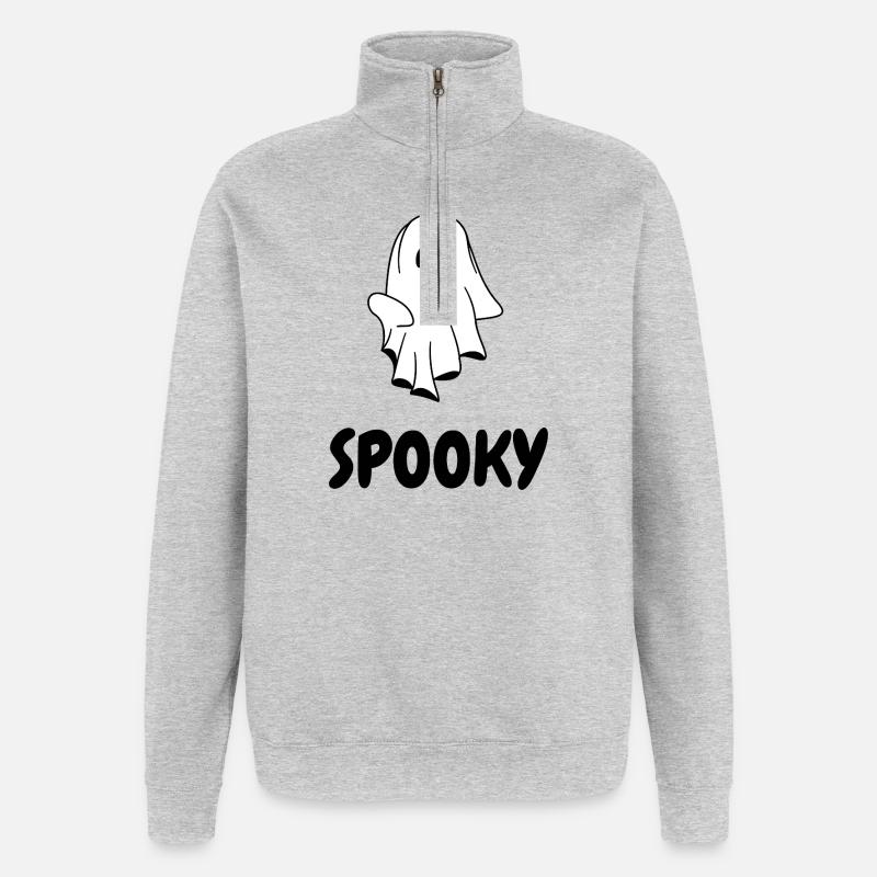 SPOOKY  |  Halloween T-Shirt mit Geist - Quarter-Zip-Sweatshirt - Grau meliert