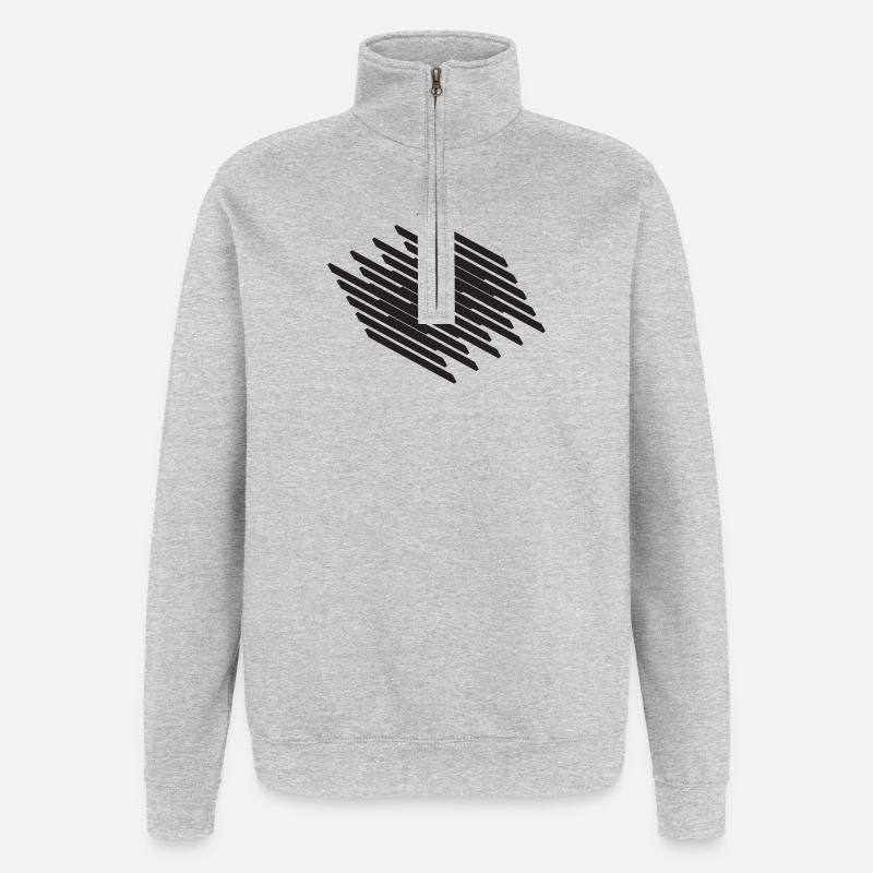 Diagonal Scribble Monochrome Pattern - Quarter-Zip Sweatshirt - heather grey