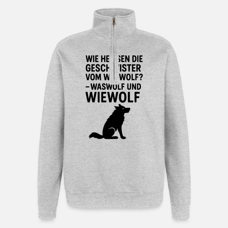 werwolf witziger spruch kinder grundschule - Quarter-Zip-Sweatshirt - Grau meliert