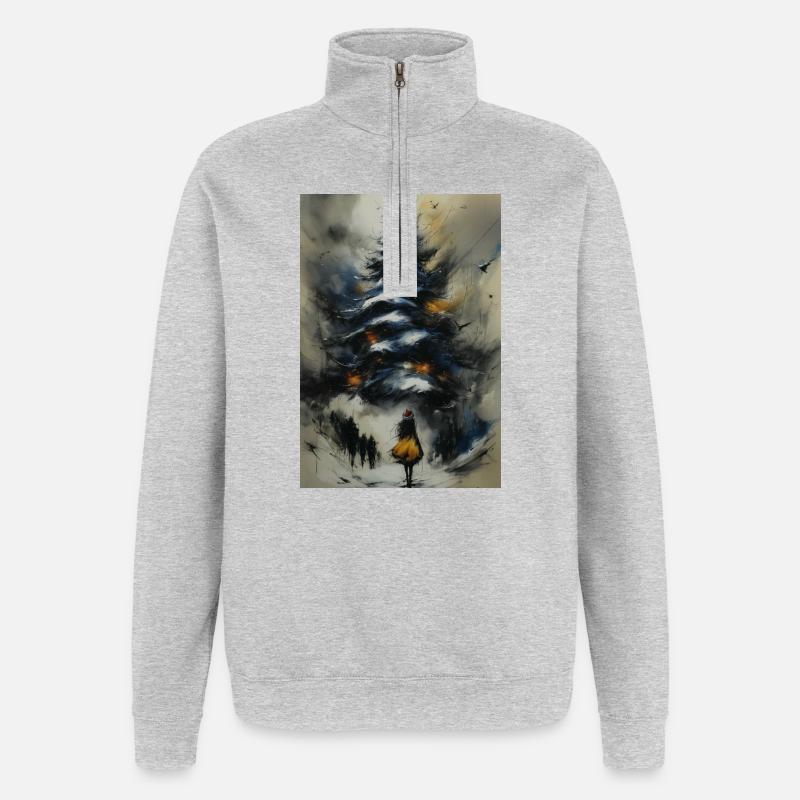 Winter path under the tree - Quarter-Zip Sweatshirt - heather grey