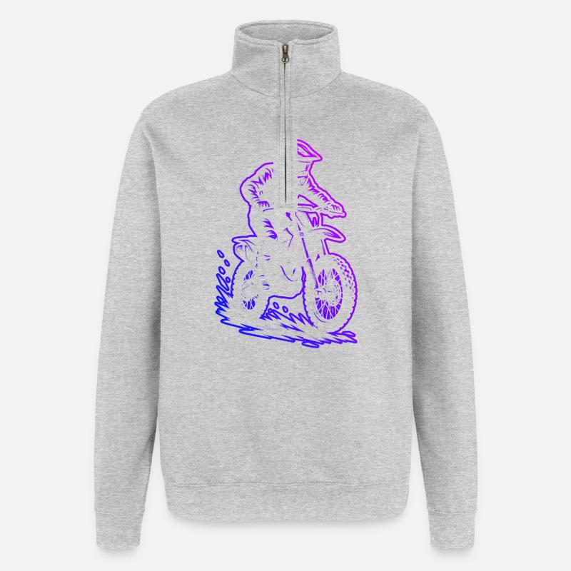 Conception compacte du motocross - Sweat à zip 1/4 - gris chiné