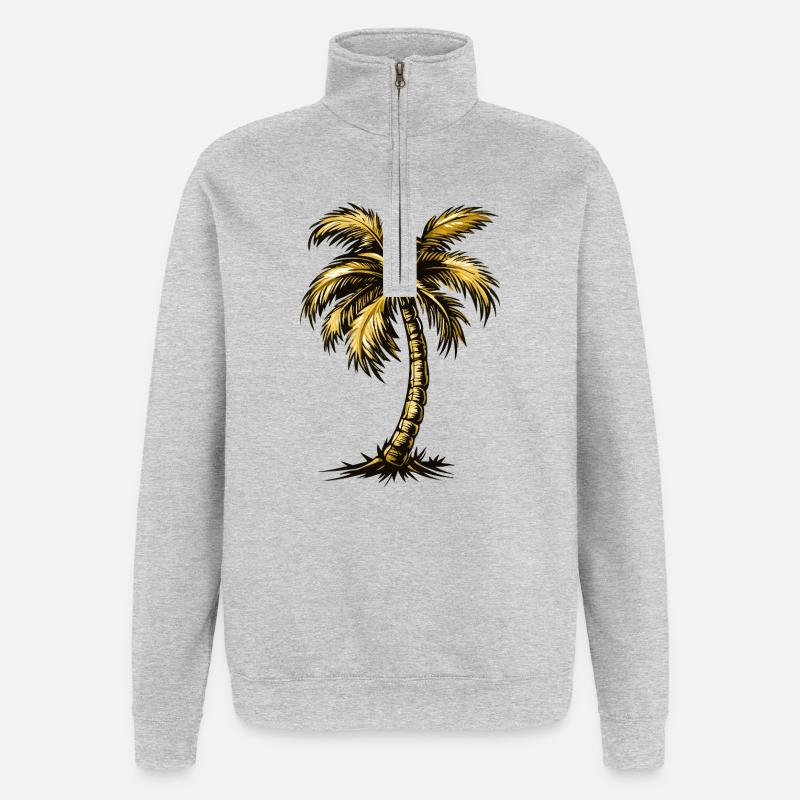 Plage de Palm Tree - Sweat à zip 1/4 - gris chiné
