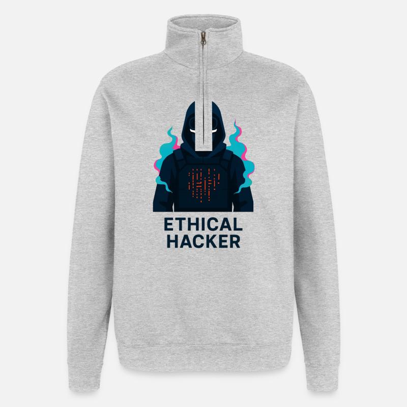 Hacker Ethique - Cybersécurité - Sweat à zip 1/4 - gris chiné